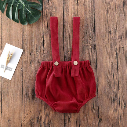 Christmas Newborn Baby Boys Shorts Girls Cute Corduroy Suspender Rompers Baby Kids Clothing Toddler Shorts Bottoms 0-24M
