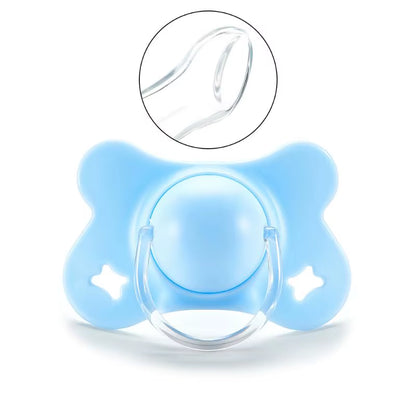 Baby Silicone Pacifier Flat Teat Newborn for Butterfly Infant Baby Nipples Flat round for Head Soother X90C