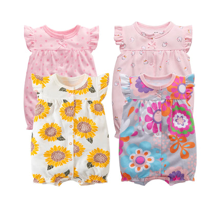 2024 Summer Baby Rompers Baby Girls Clothing 100% Cotton Newborn Baby Boy Clothes Infant Jumpsuits Short Sleeve Bodysuits