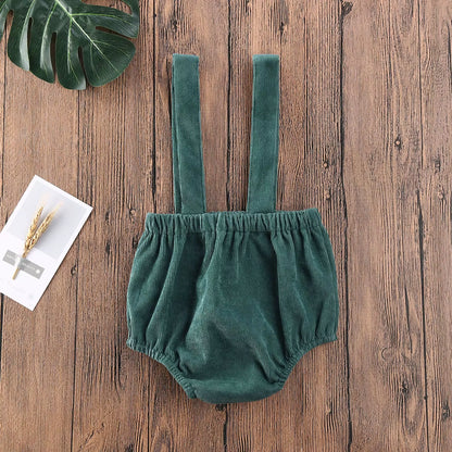 Christmas Newborn Baby Boys Shorts Girls Cute Corduroy Suspender Rompers Baby Kids Clothing Toddler Shorts Bottoms 0-24M