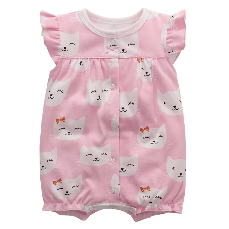 2024 Summer Baby Rompers Baby Girls Clothing 100% Cotton Newborn Baby Boy Clothes Infant Jumpsuits Short Sleeve Bodysuits