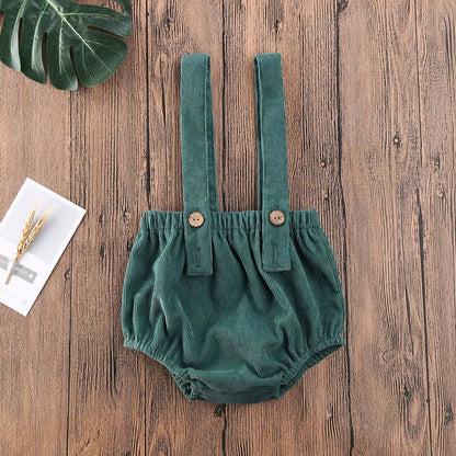 Christmas Newborn Baby Boys Shorts Girls Cute Corduroy Suspender Rompers Baby Kids Clothing Toddler Shorts Bottoms 0-24M